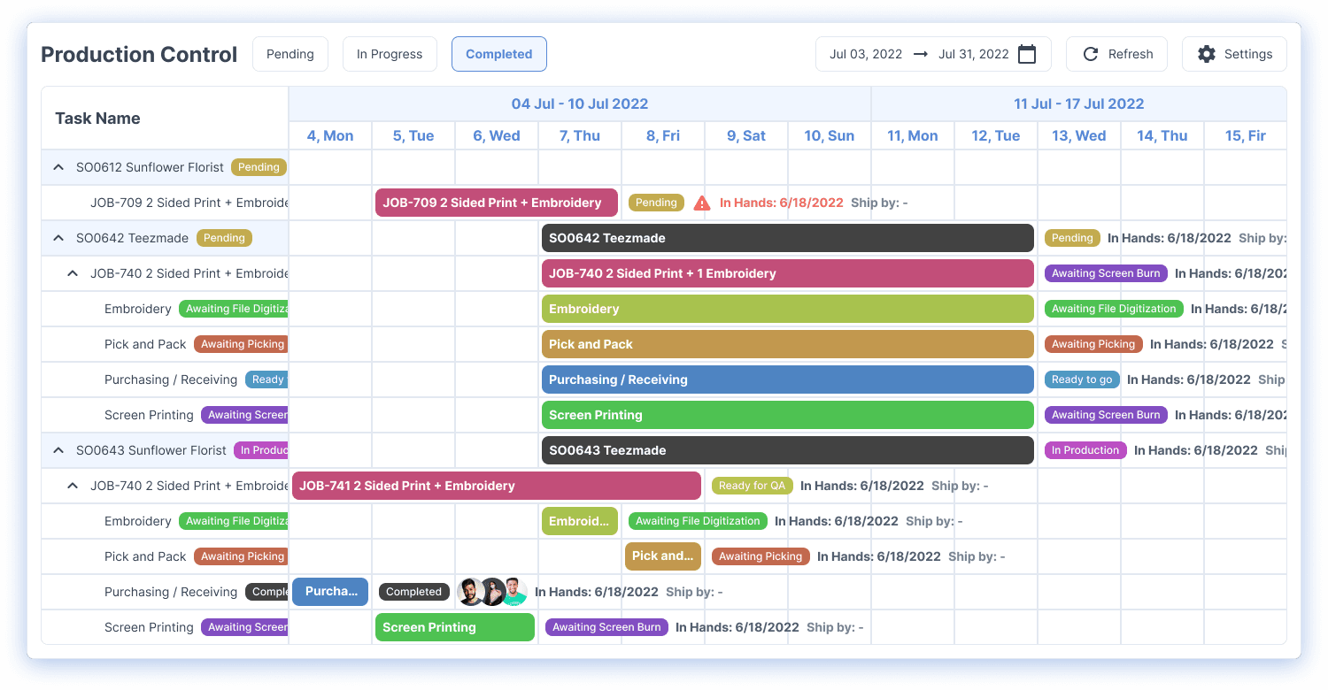 A Page Showing A Gantt Chart Scheduler