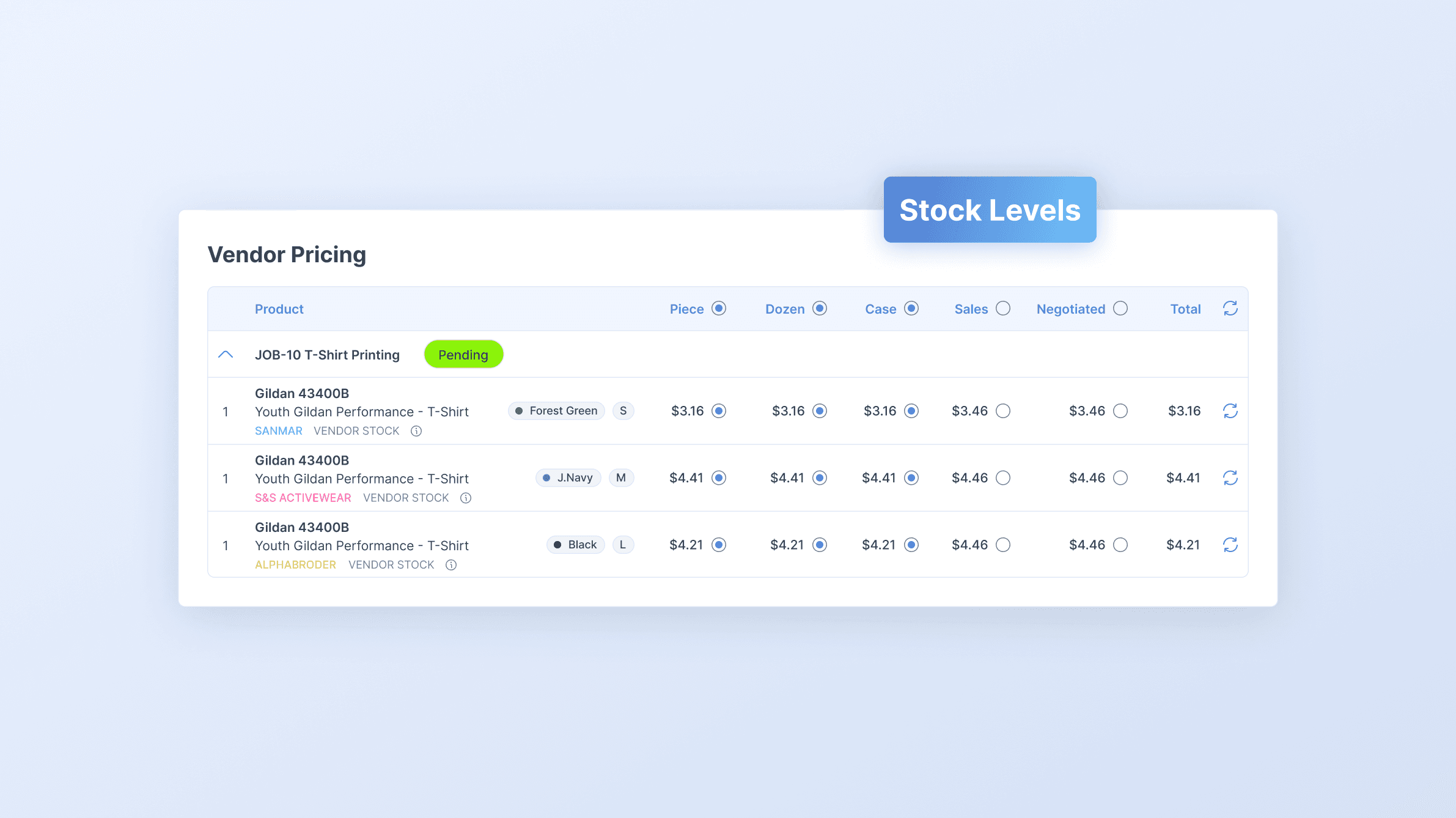 Quote generation interface