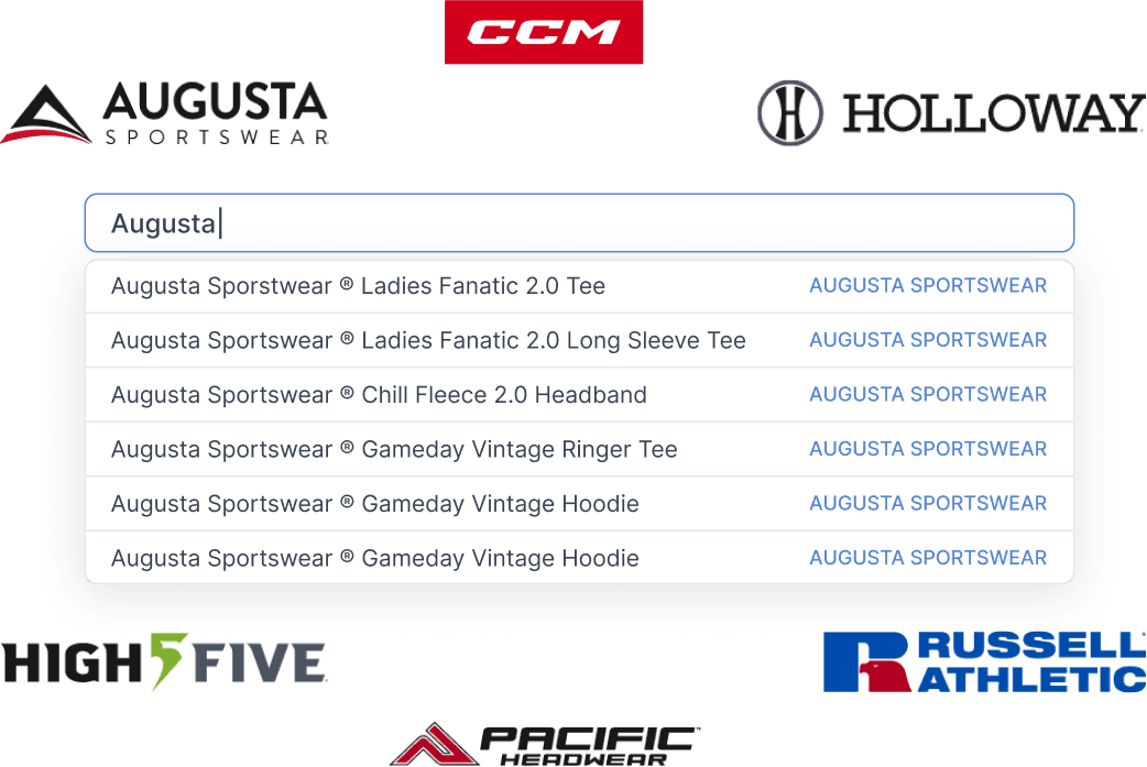 Screenshot of the application displaying a search bar with the query 'Augusta'