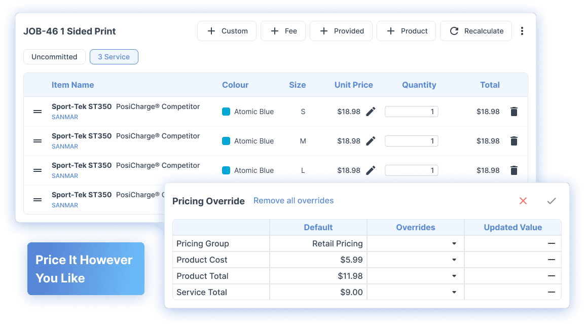 Screenshot of Product Pricing Editor Application
