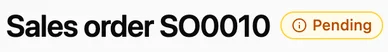 Sales order SO0010, marked Pending.