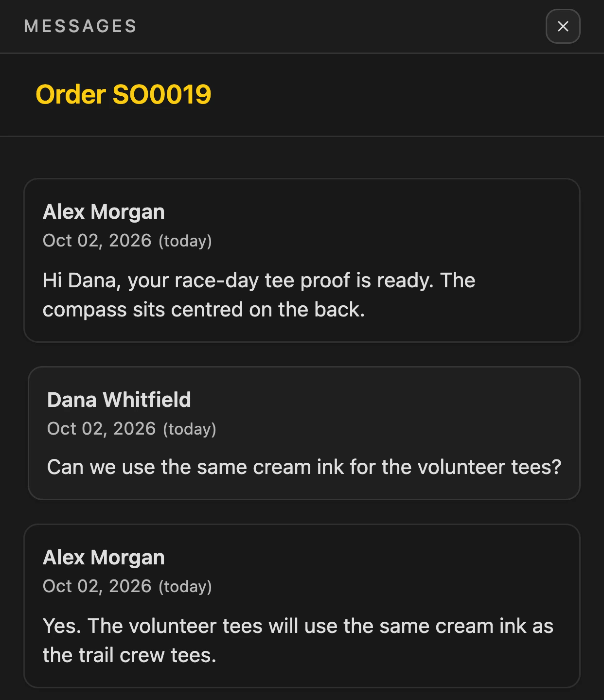 The same conversation a moment later: Alex Morgan's reply has arrived below the question